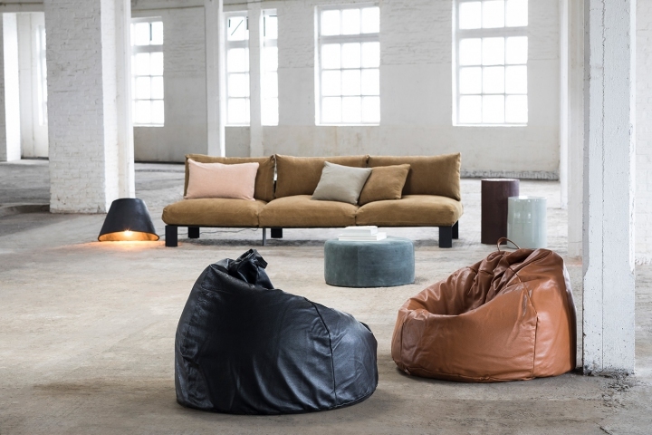 Pouf poire en cuir design Bea Mombaers collection belge Serax